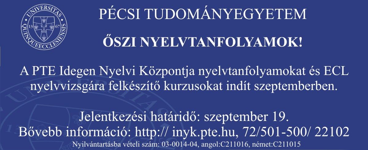 Őszi nyelvtanfolyamok az Idegen Nyelvi Központban