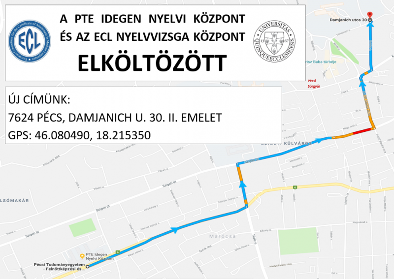 Elköltözött a PTE Idegen Nyelvi Központ és az ECL Nyelvvizsga Központ