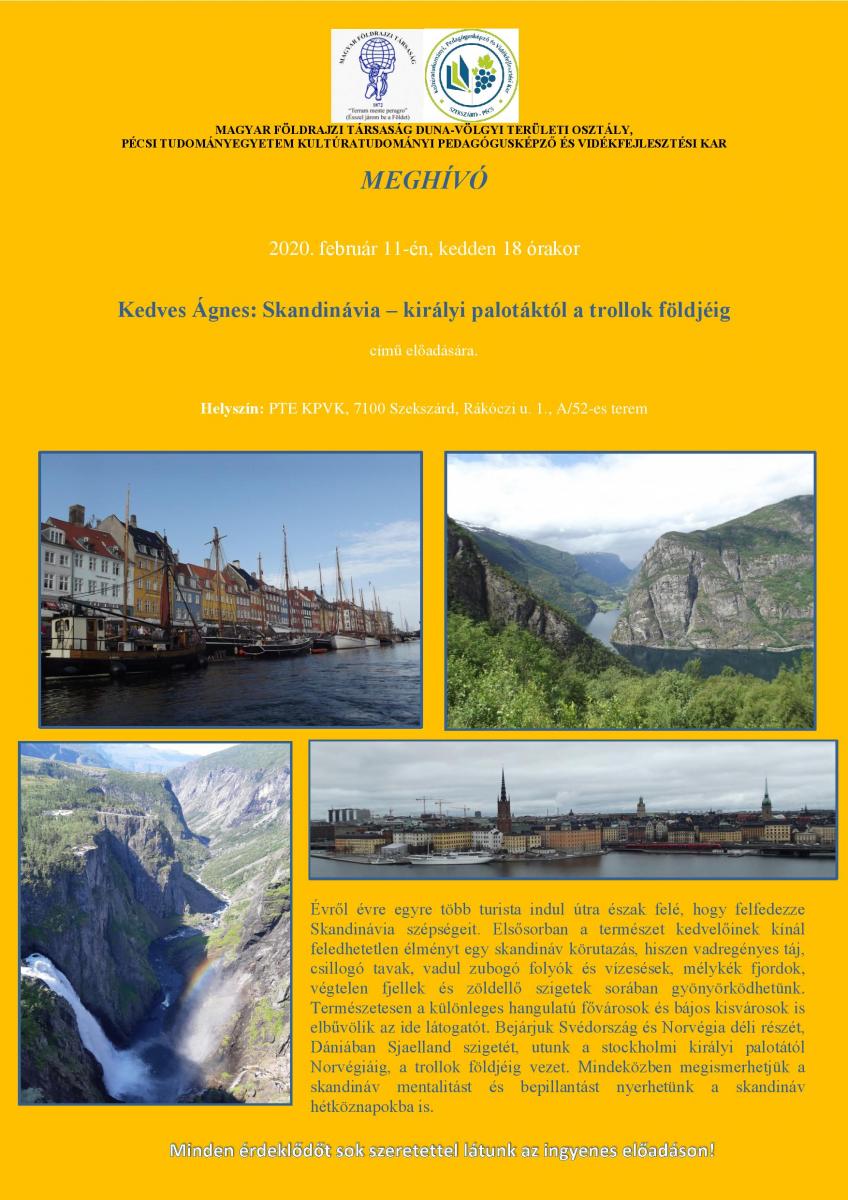 A Magyar Földrajzi Társaság előadása Kedves Ágnes: „Skandinávia - királyi palotáktól a trollok földjéig"