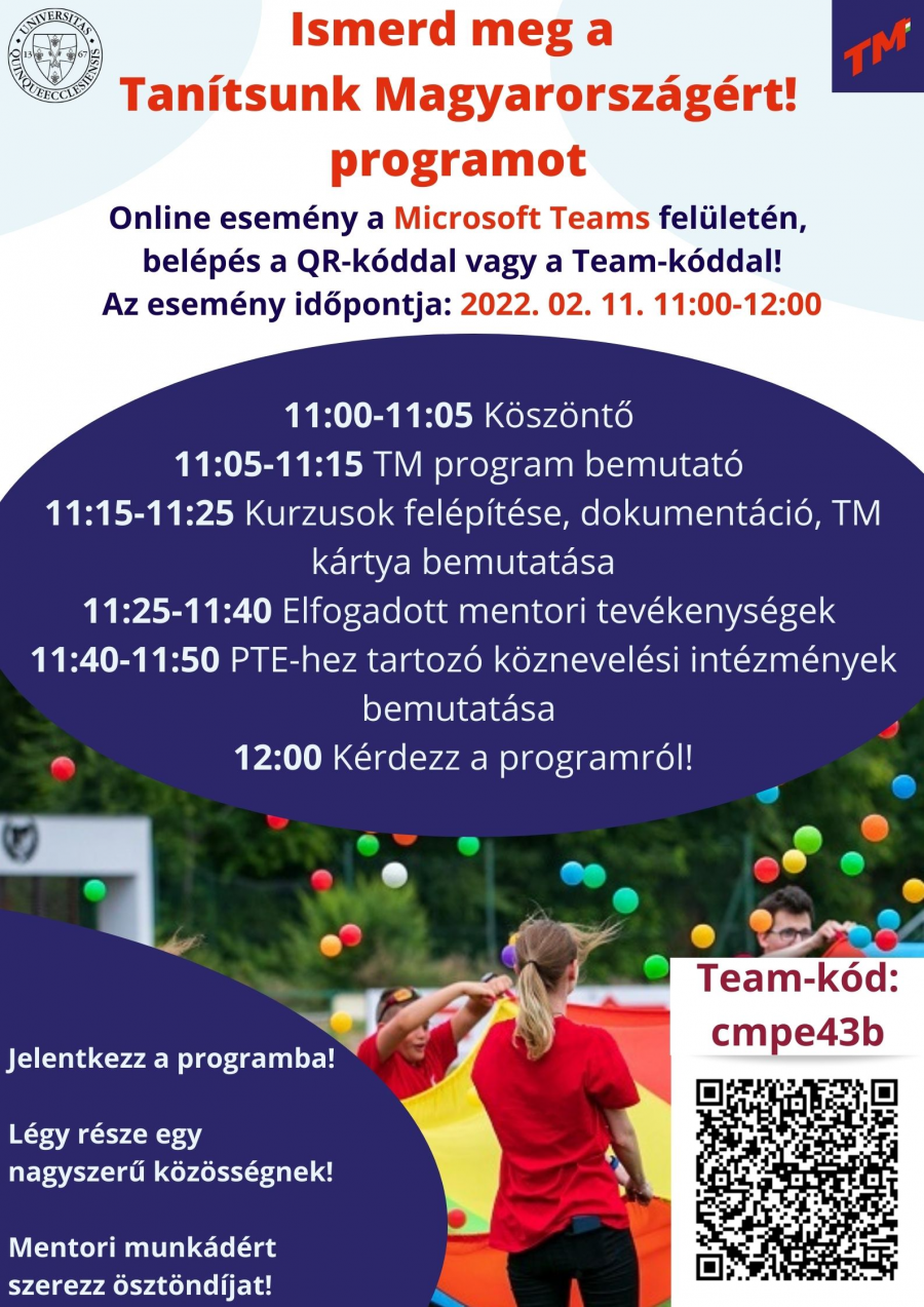 Legyél te is a Tanítsunk Magyarországért! program mentora!