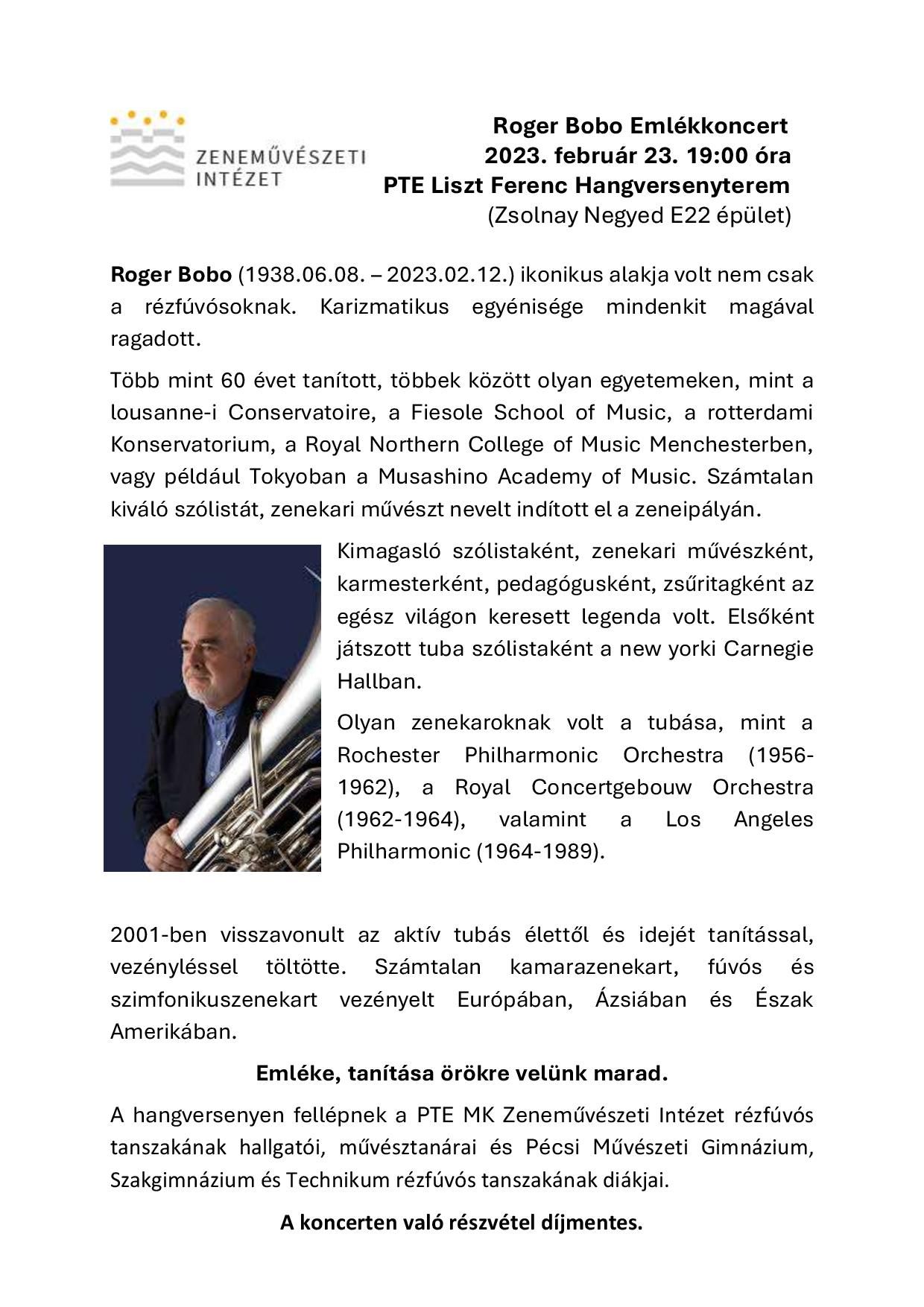 Roger Bobo emlékkoncert